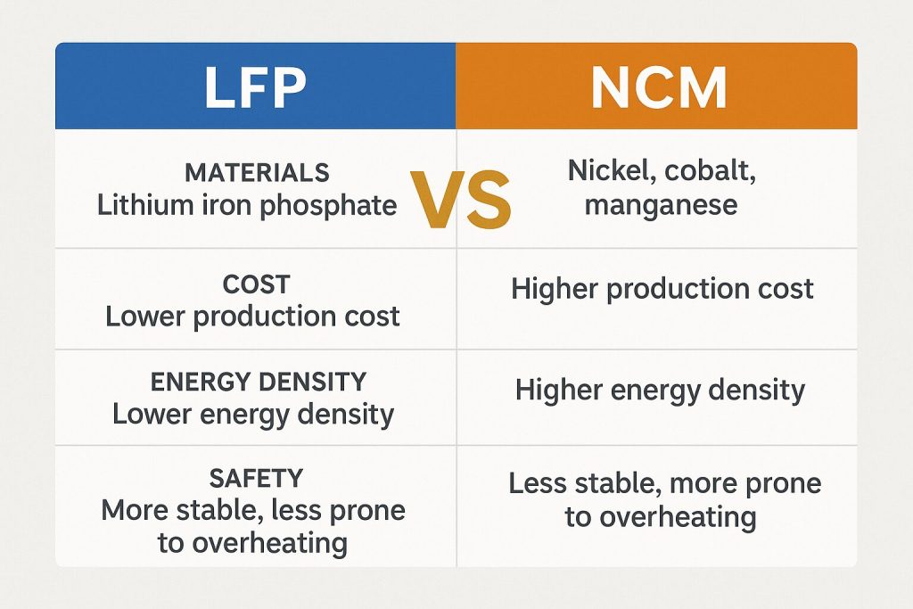 The difference between NCM and LFP batteries